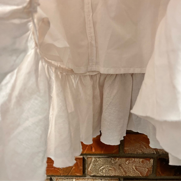 Vintage Linen Pale Pink Midi Skirt with Ruffle Hem + Adjustable Waist - Picture 6 of 6